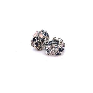 2 Pandora Sterling Silver Butterfly Spacer Charms in Pink and Blue